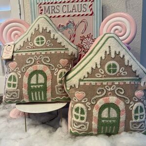Set of 2 HTF Gingerbread House Pillows